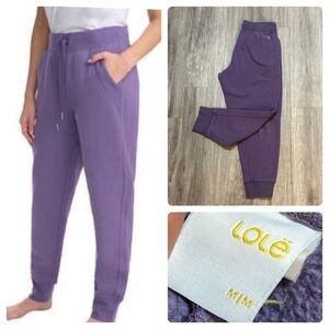 LOLE women’s lilac purple sweatpants joggers. 25” inseam. Pockets. Drawstring.